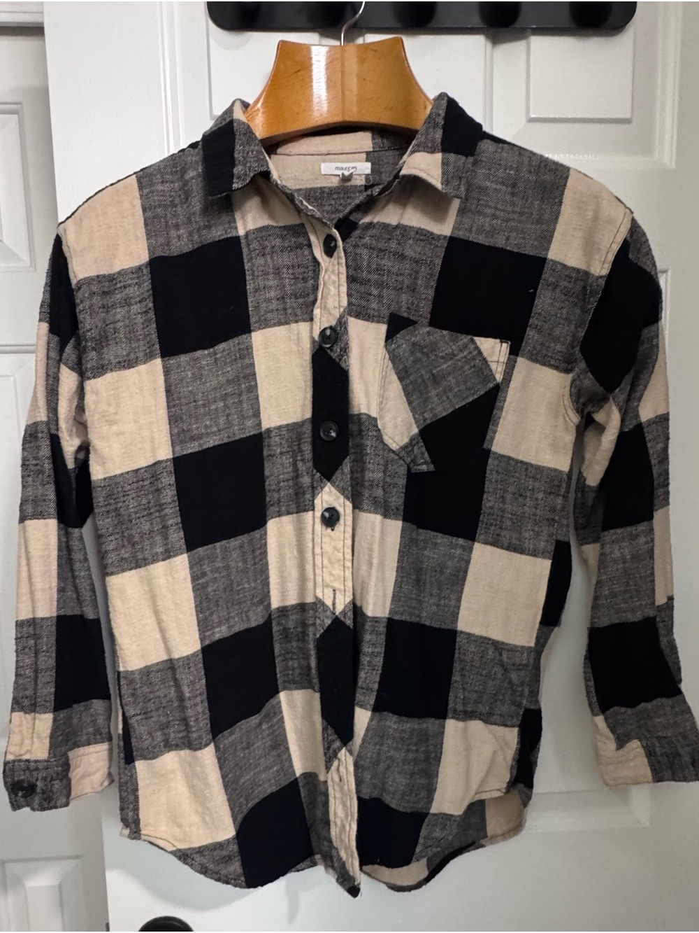 Maurices Black and Beige Plaid Button-Down Shirt
